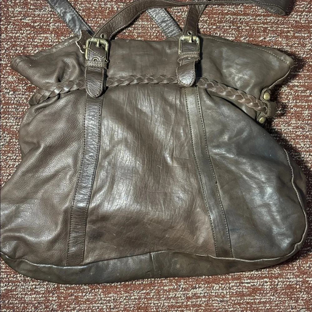 Marzia made in Italy genuine leather chocolate brown western slouchy fringe bag